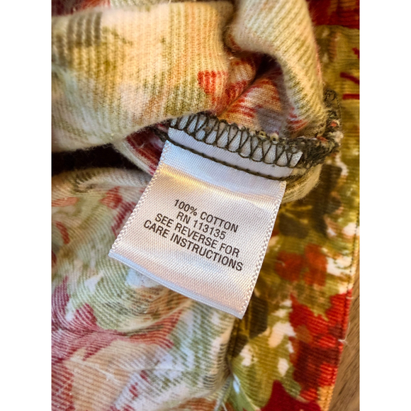 Womens Breckenridge XL Green Red Leaf Print Button Down Shirt Cottagecore Autumn - Picture 6 of 8